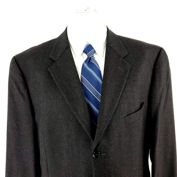 Joseph Abboud Flannel Wool 3 Button Sport Coat 42R OR Slim Fit 44R Gray Check - Picture 1 of 10